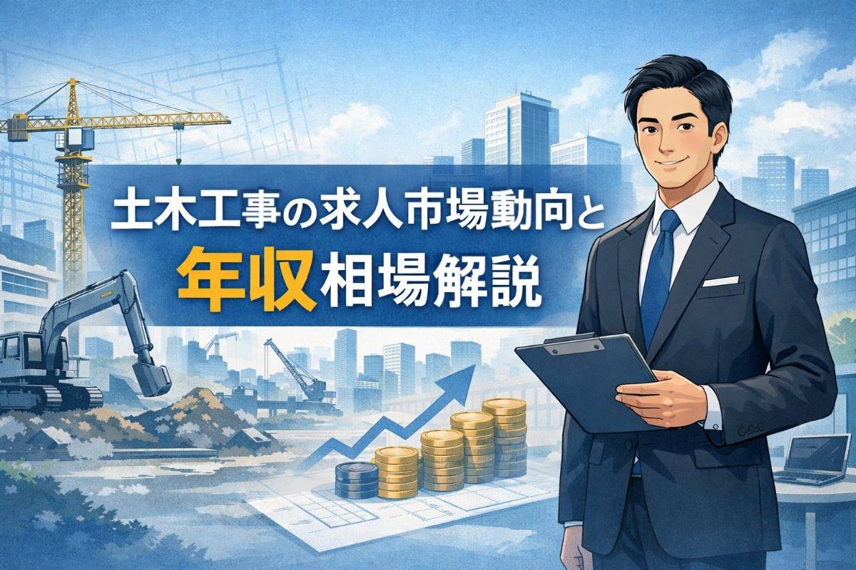 土木工事の求人市場動向と年収相場解説！優良な求人の見分け方と未経験OKの応募フローも